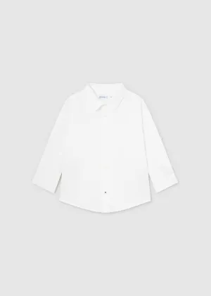 117 - Basic linen l/s shirt for baby boy - White