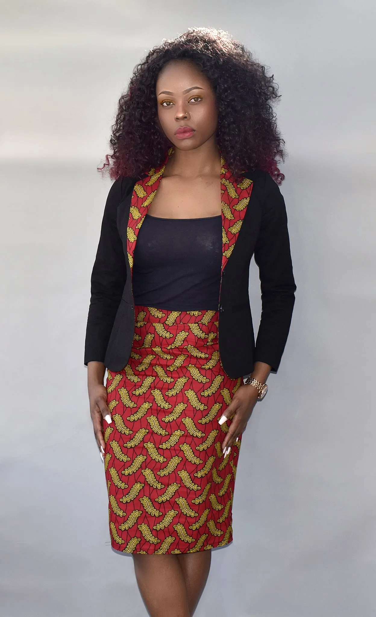 African Print Pencil Skirt and Blazer - Esinu