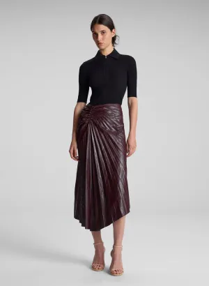 ALC-Tracy Textured Vegan Leather Skirt Cordovan