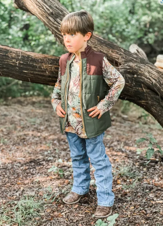 Army Green And Brown Vest