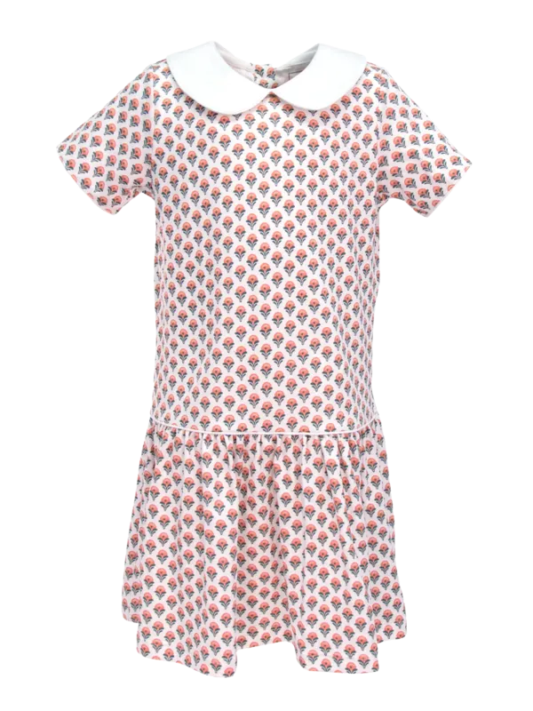 Autumn Blooms Short Sleeve Libby Dress With Peter Pan Collar