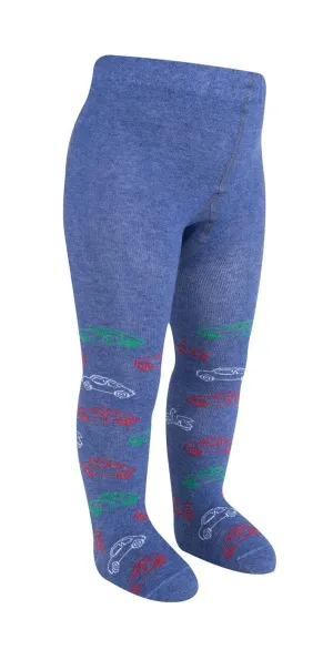 Baby Boy Tights Blue Cars (3-6mths)