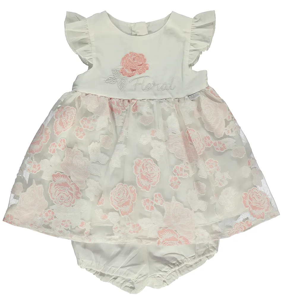 Bebetto Floral Occasion Dress Ivory Pink (6mths-3yrs)