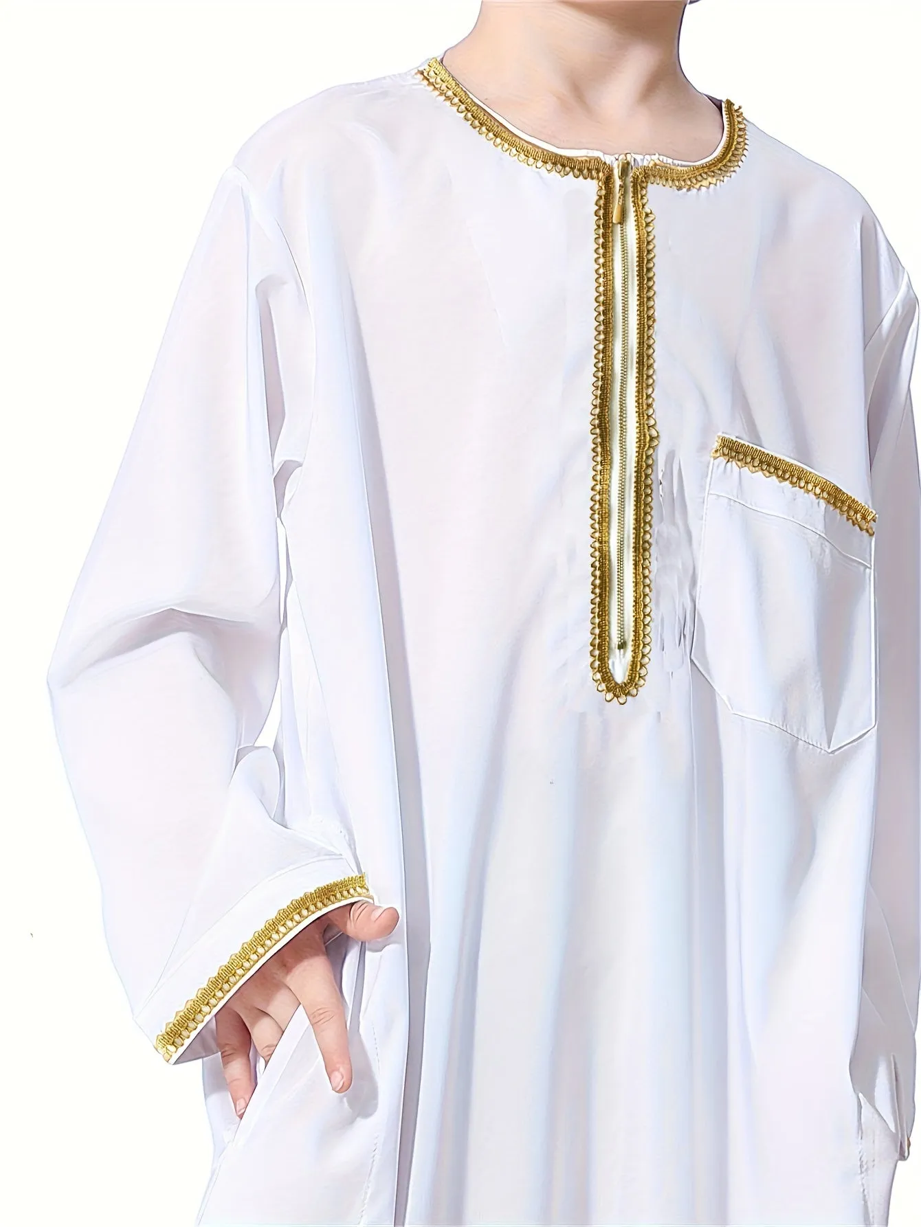 Boys teenagers national costume golden lace robe