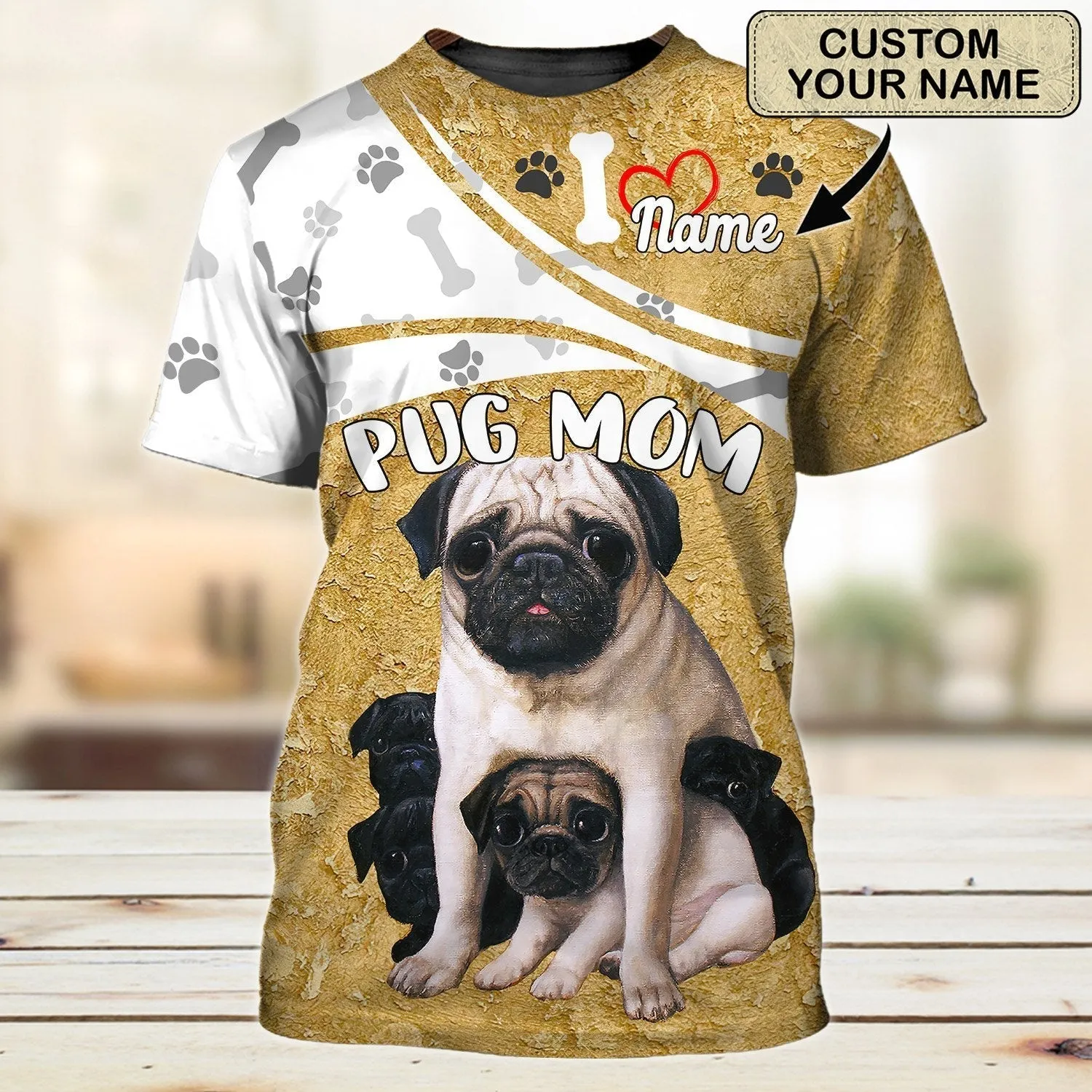 Custom 3D Pug Mom Shirts For Men Women, Pug Mom T Shirt