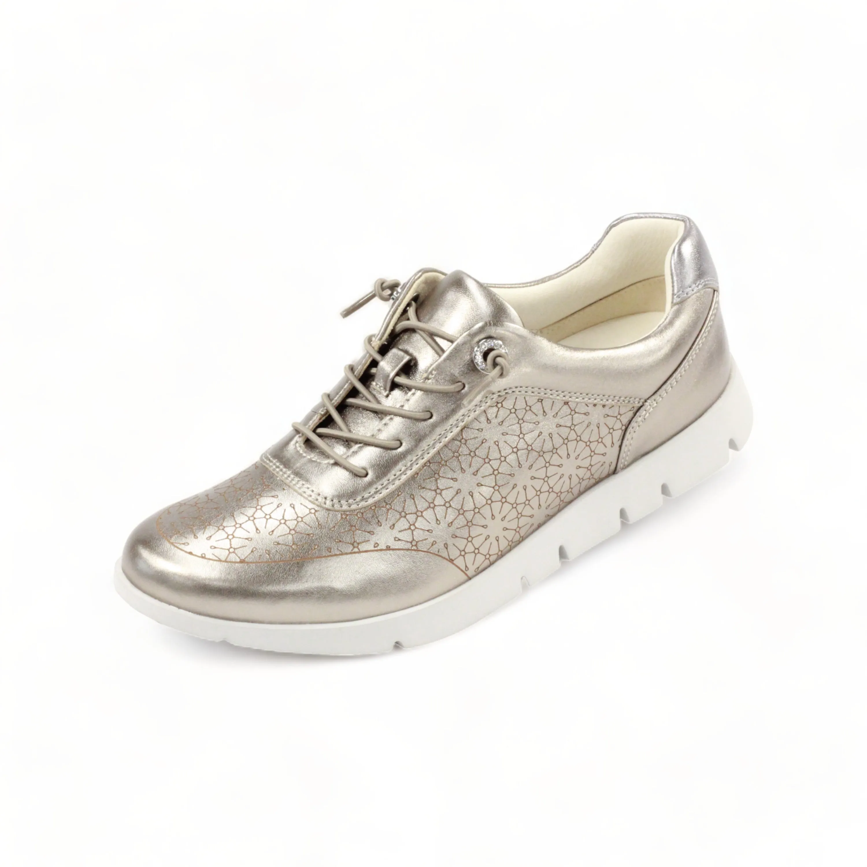 Cute sheep leather sneakers with laser-cut work and Swarovski decorations  #FJ126