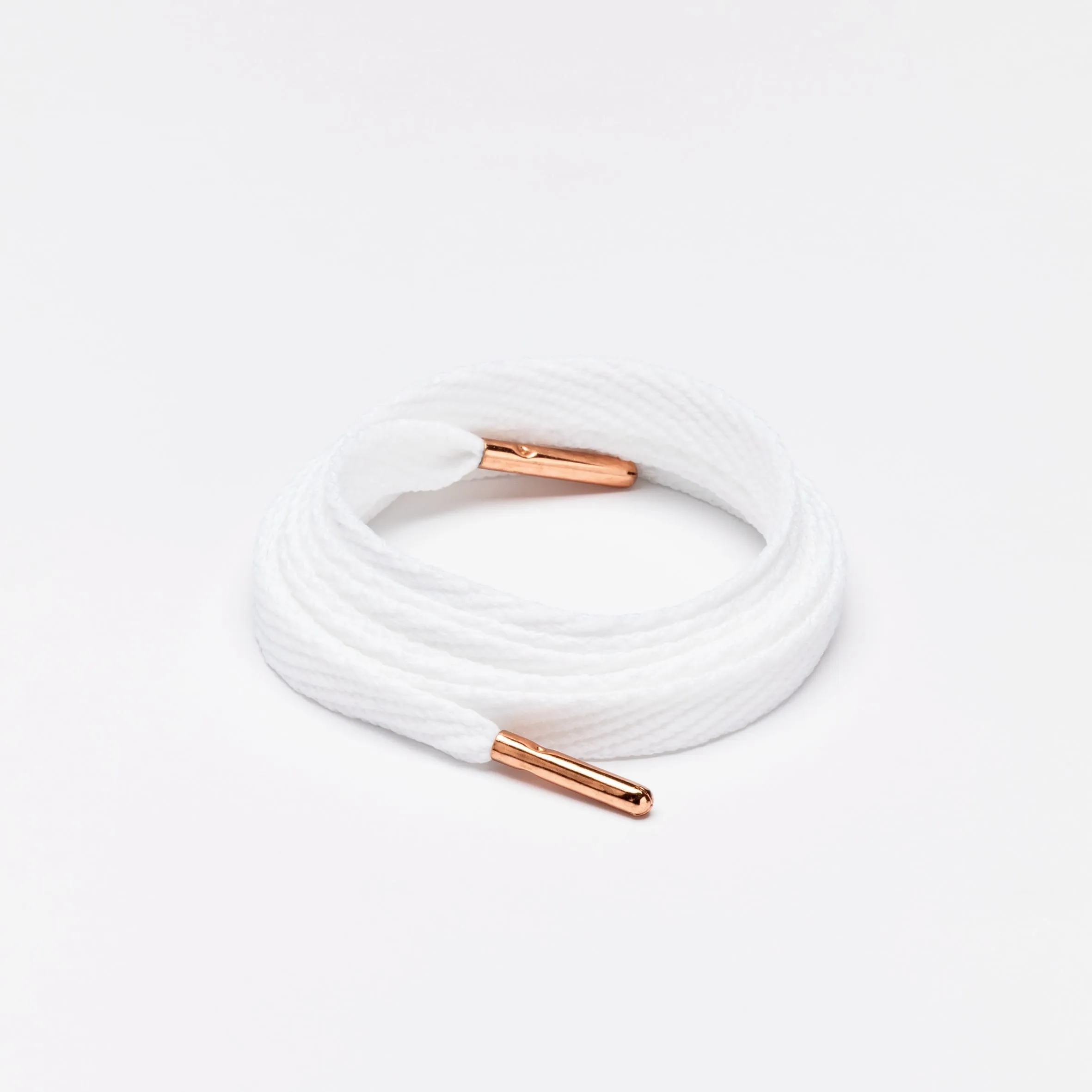 Flatties Metal Tips Shoelaces · White with Rose Gold Tip