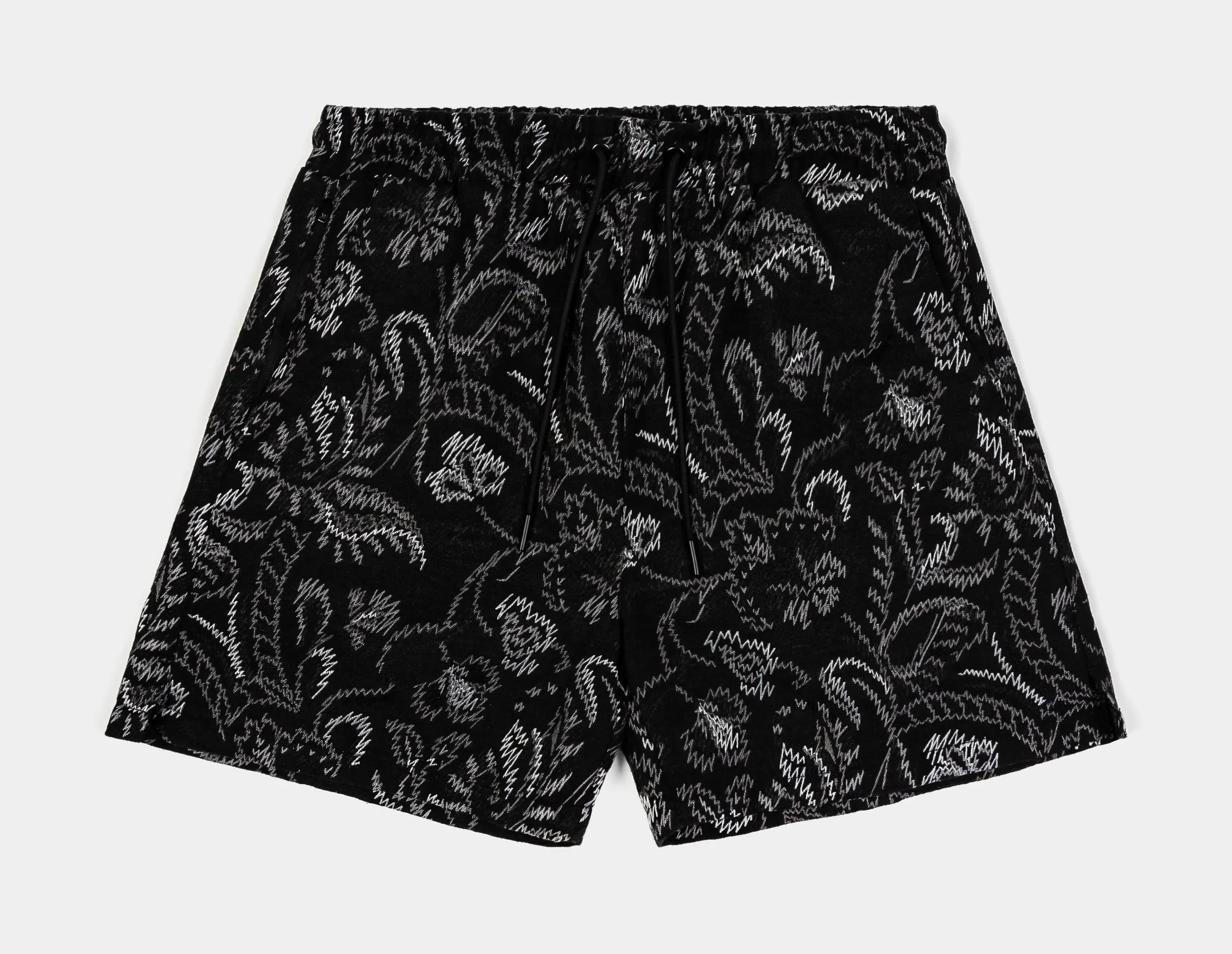 Floral Paisley Woven Mens Shorts (Black)