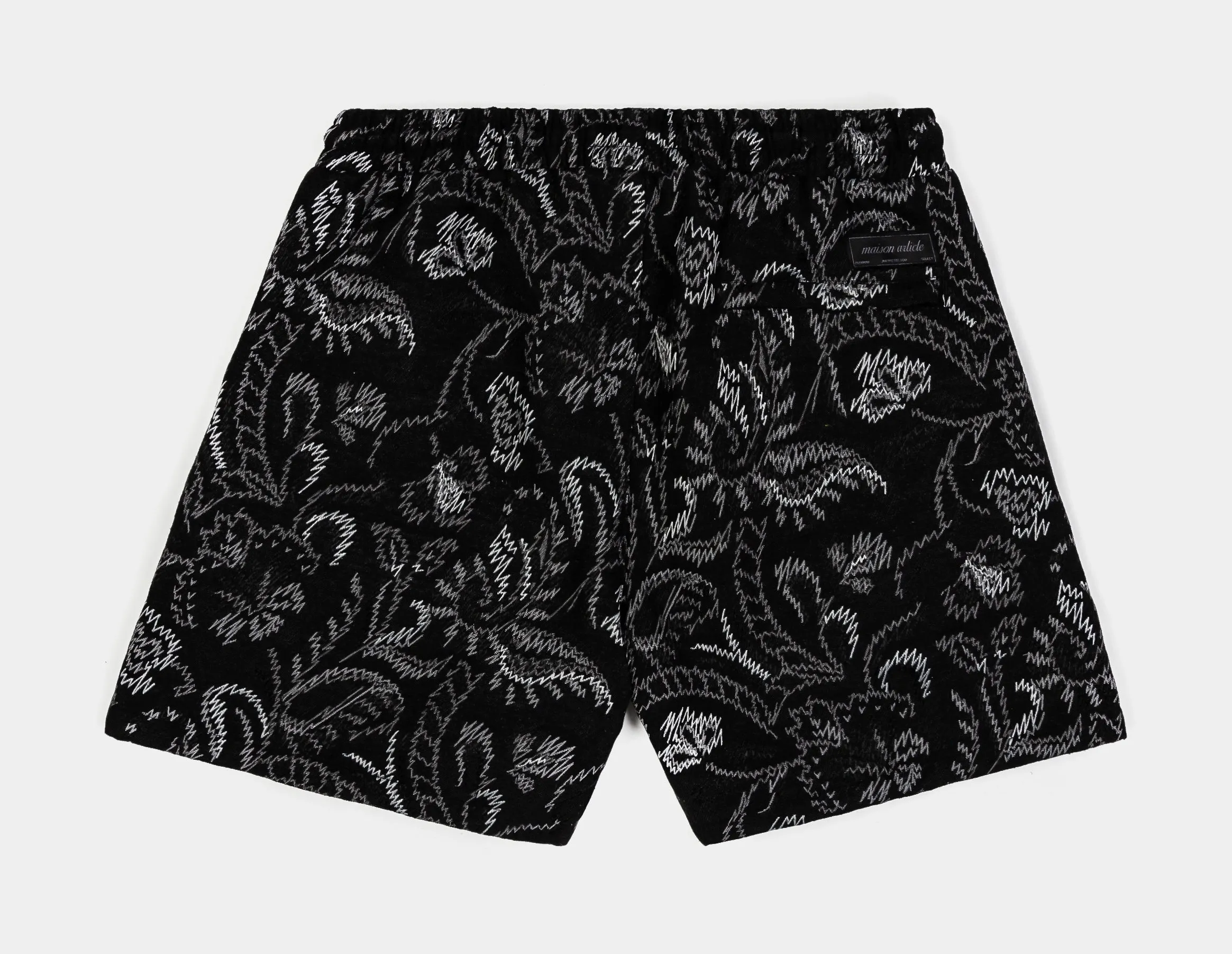 Floral Paisley Woven Mens Shorts (Black)