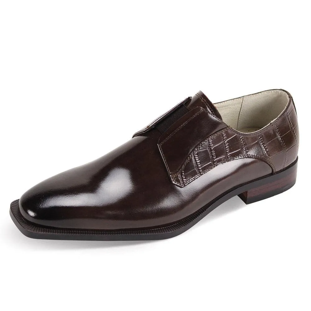 Giovanni Brown Sullivan Men's Slip-On Dress Shoes Tow Tone Genuine Leather