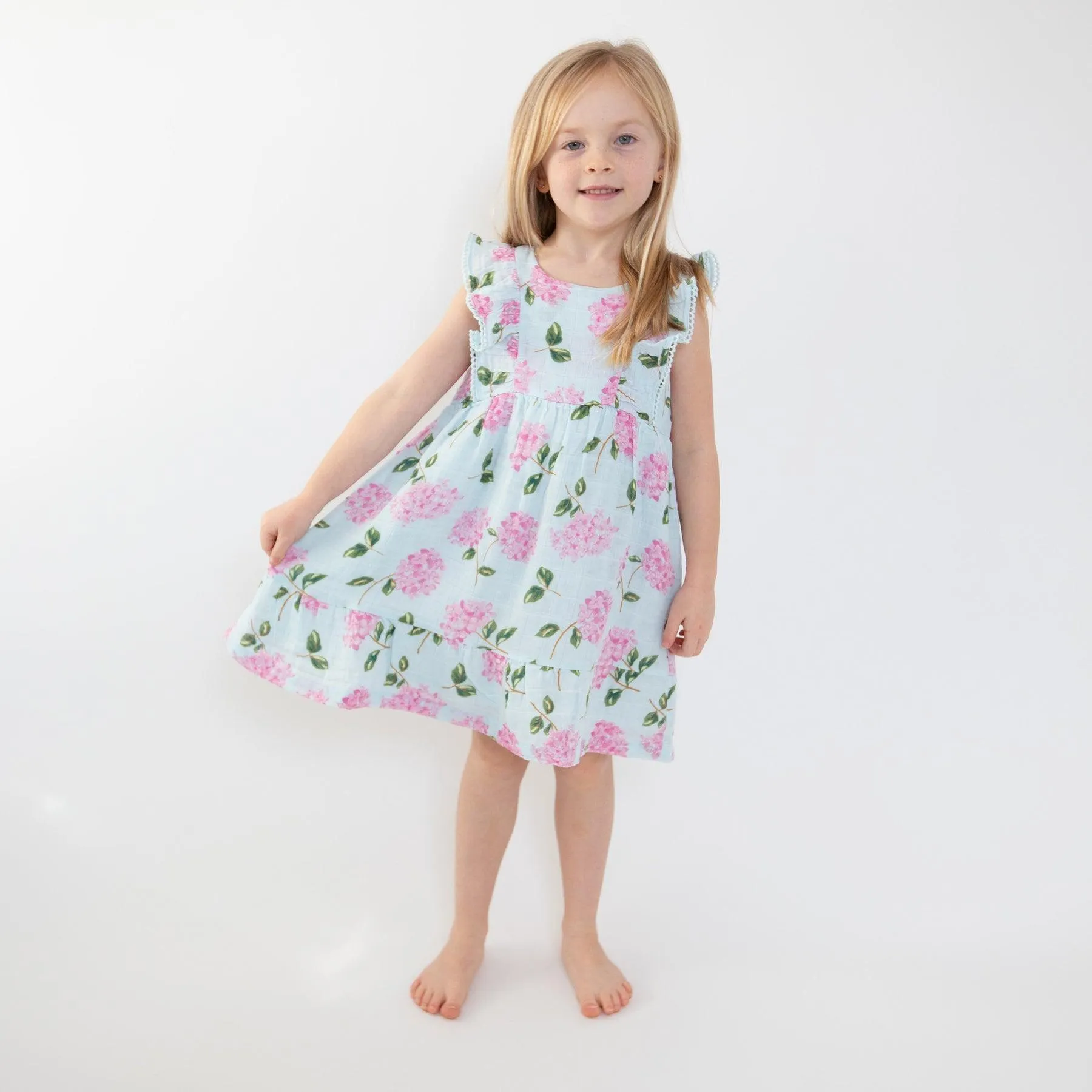 Girls Dress | Picot Edge- Hydrangeas | Angel Dear