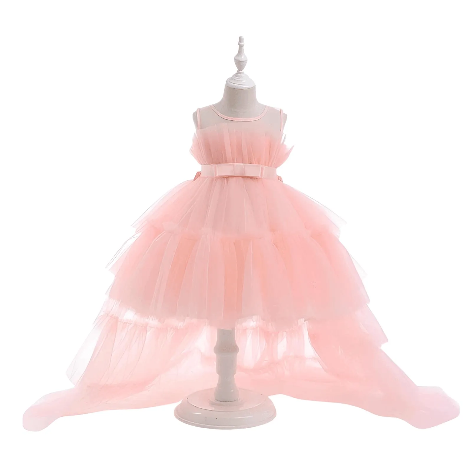 Girl's Puffy Tulle Dress Trailing First Communion Party Dresses For Girl