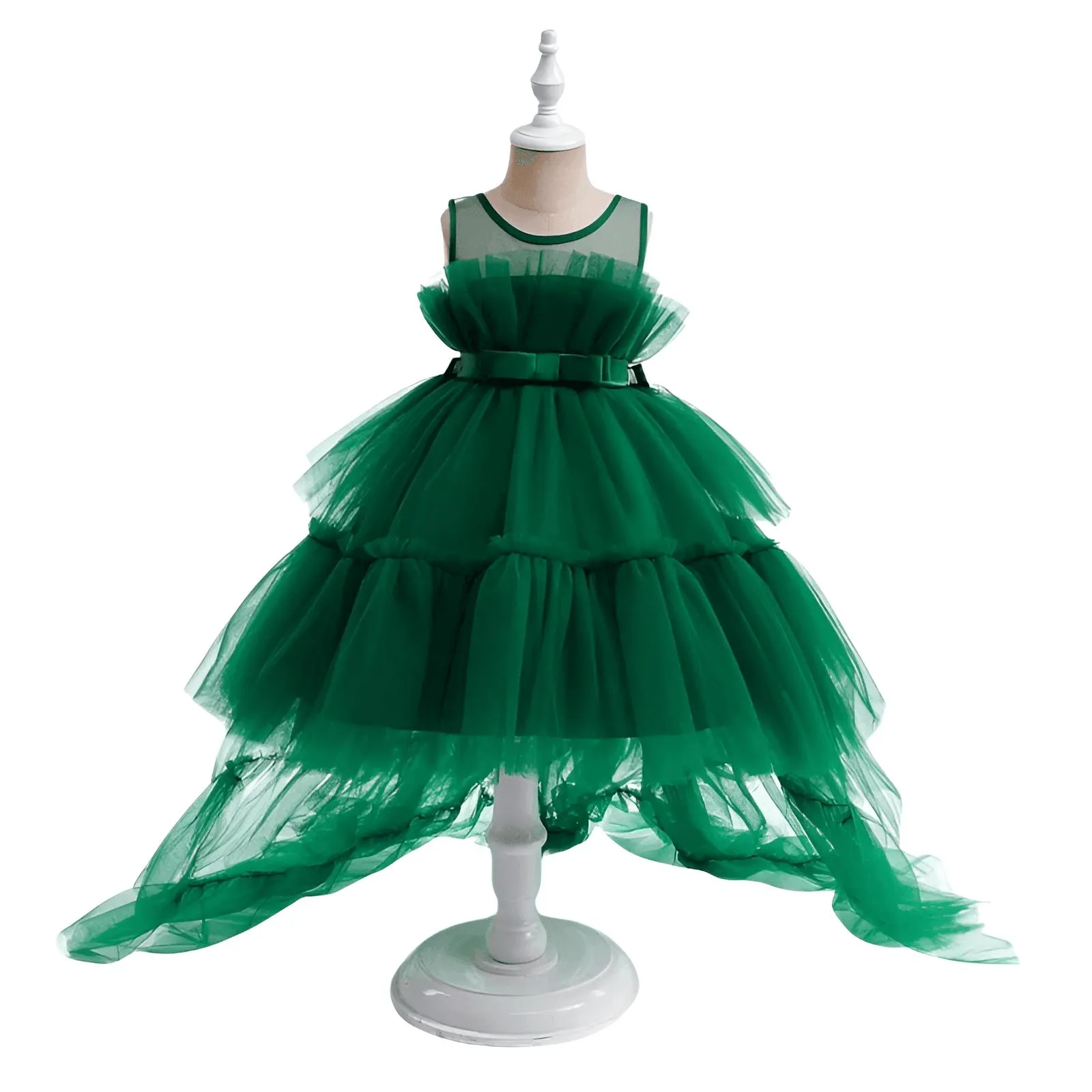 Girl's Puffy Tulle Dress Trailing First Communion Party Dresses For Girl