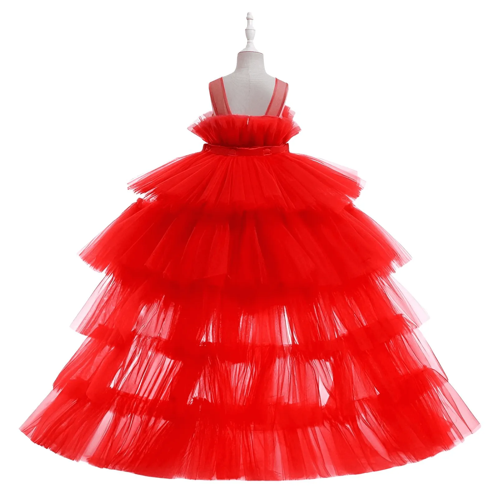 Girl's Puffy Tulle Dress Trailing First Communion Party Dresses For Girl