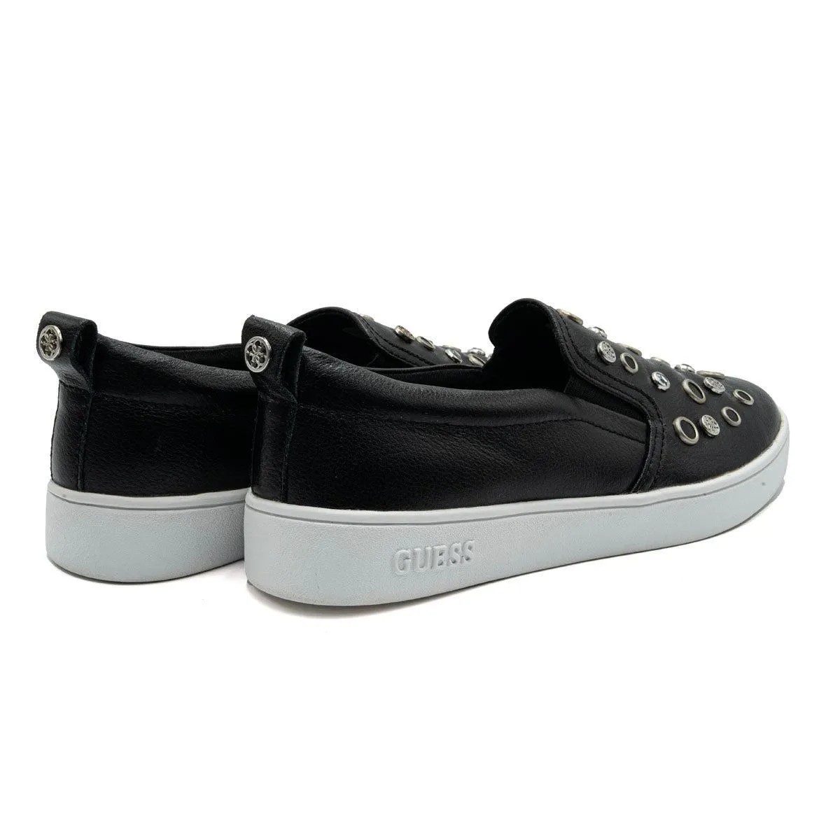 Guess Glorienne Slipon Low-Top Sneakers Leather Black Colour For Women