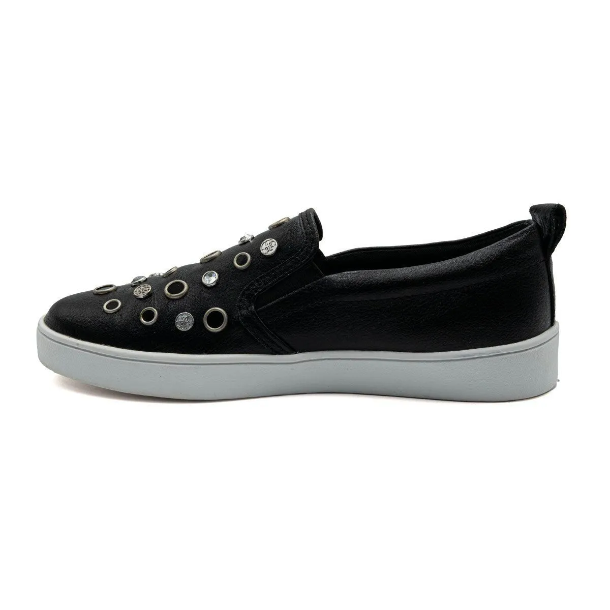 Guess Glorienne Slipon Low-Top Sneakers Leather Black Colour For Women