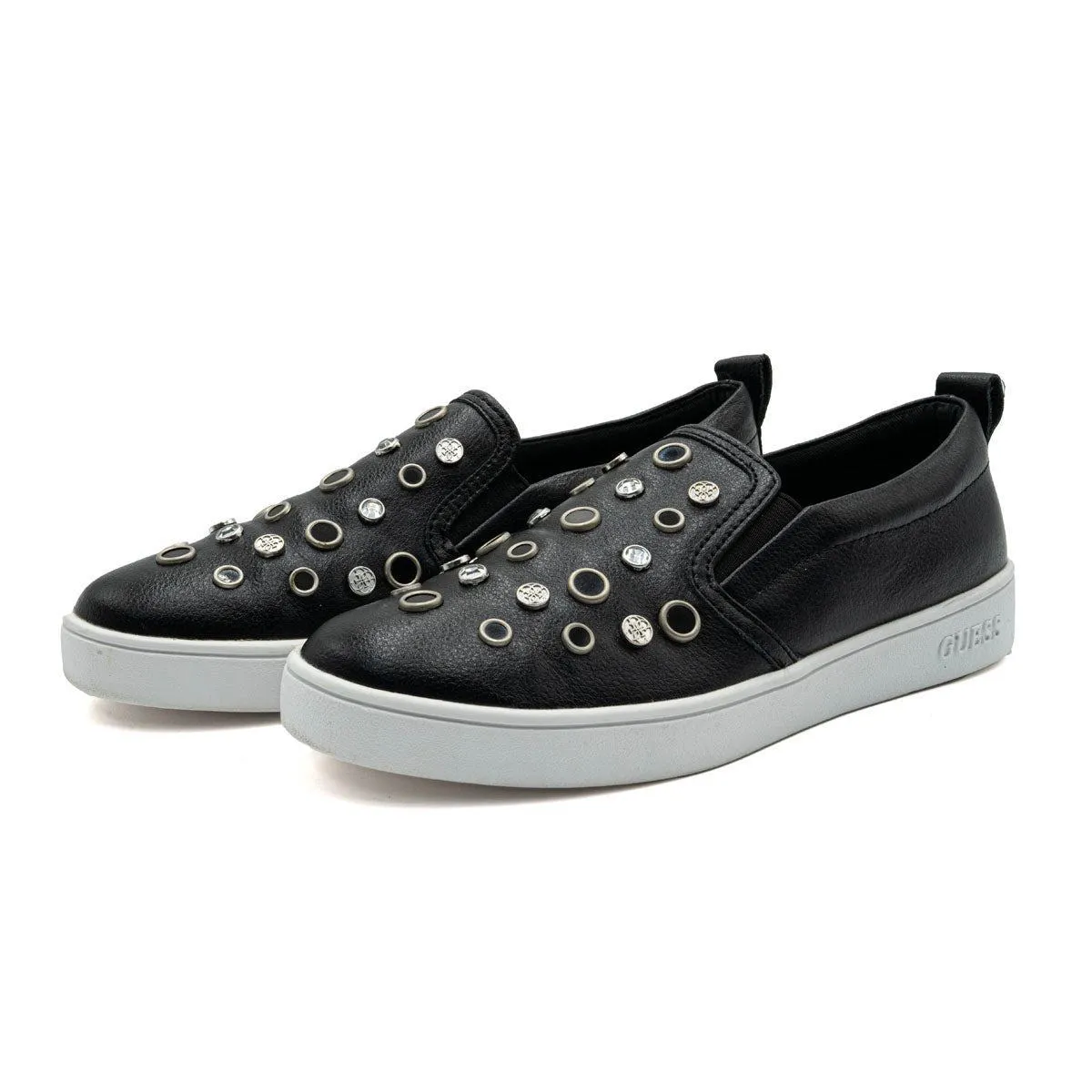 Guess Glorienne Slipon Low-Top Sneakers Leather Black Colour For Women