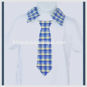 Handmade boys Polo type plaid shirt personalized Shirt Toddler boy's necktie shirt baby size 3Tpersonalized  Toddler size 3T