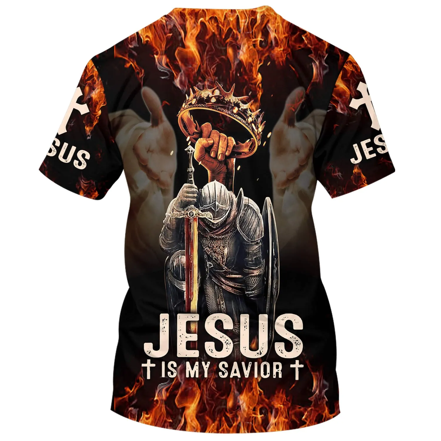 Jesus Is My Savior Shirts - Knights And Crown Of Thorns 3d Shirts - Christian T Shirts For Men And Women