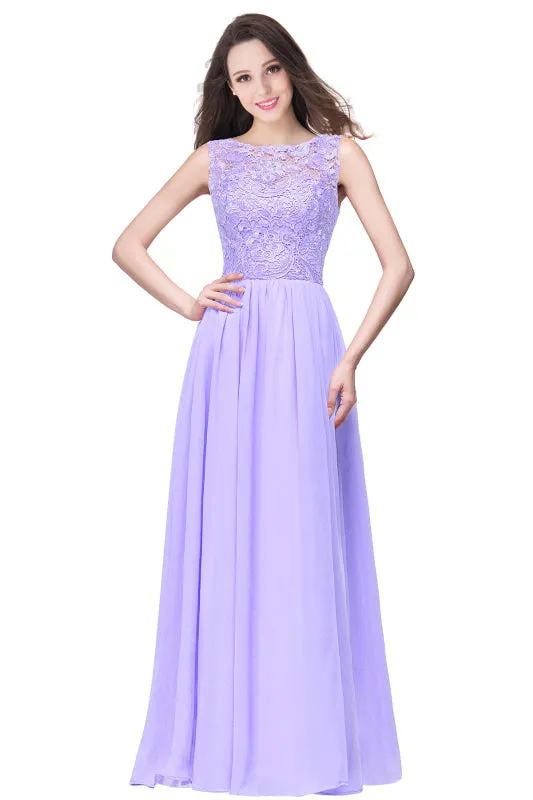 Jewel Lace Chiffon Evening Dress Sleveless Floral Lace Floor Length Party Dress