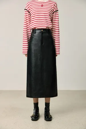 LILY Vintage Minimalist Split Straight Skirt