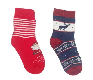 Little Team Christmas Terry Socks Striped 2Pk (0-8yrs)