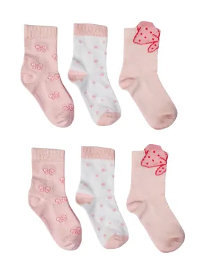 Little Team Cotton Rich Seamless Socks Bow Pink 6Pk (0-4yrs)