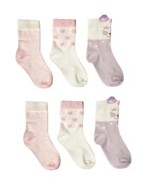 Little Team Cotton Rich Seamless Socks Cat Pink Purple 6Pk (0-4yrs)