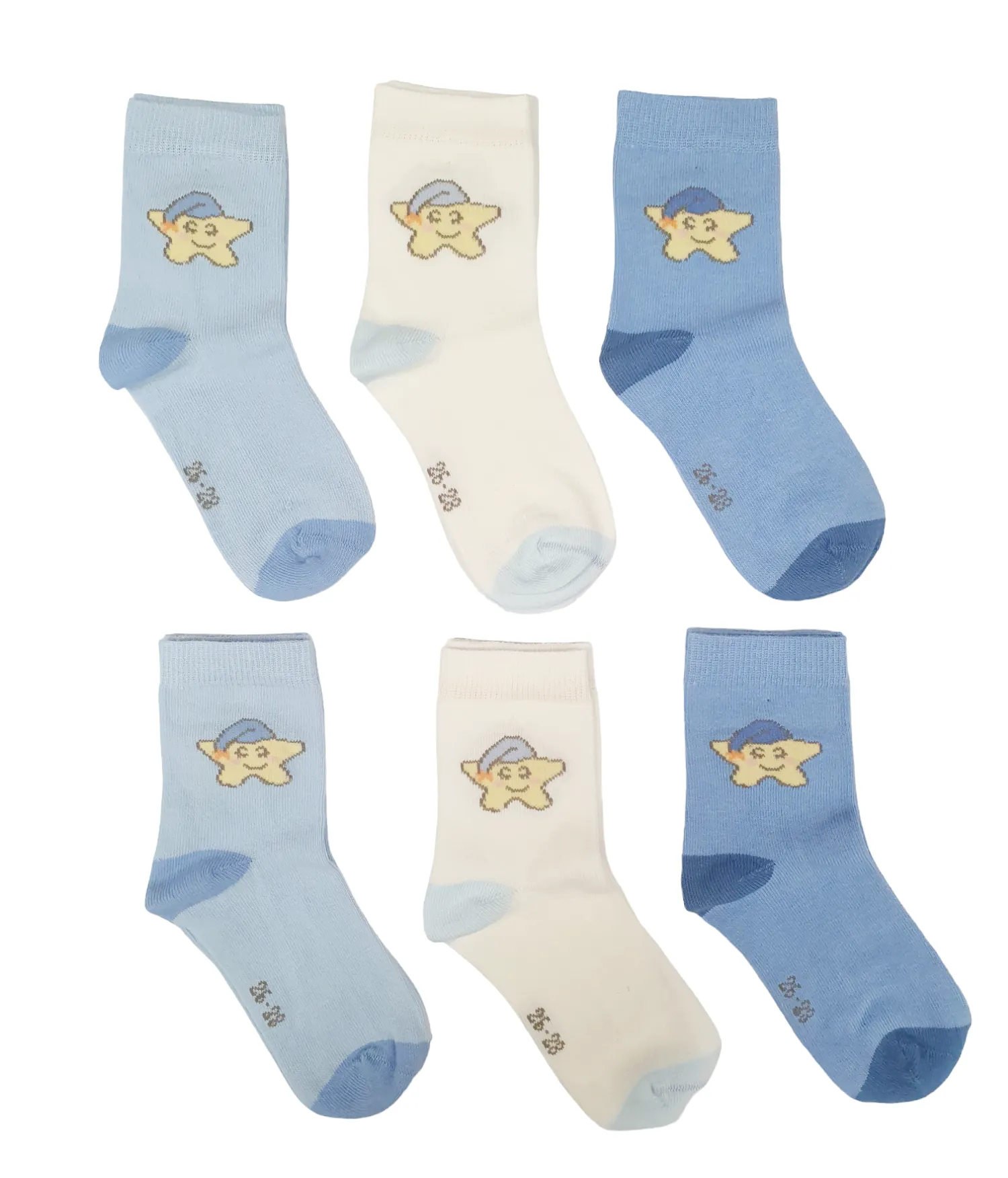 Little Team Cotton Rich Seamless Socks Star Blue 6Pk (1-2yrs)