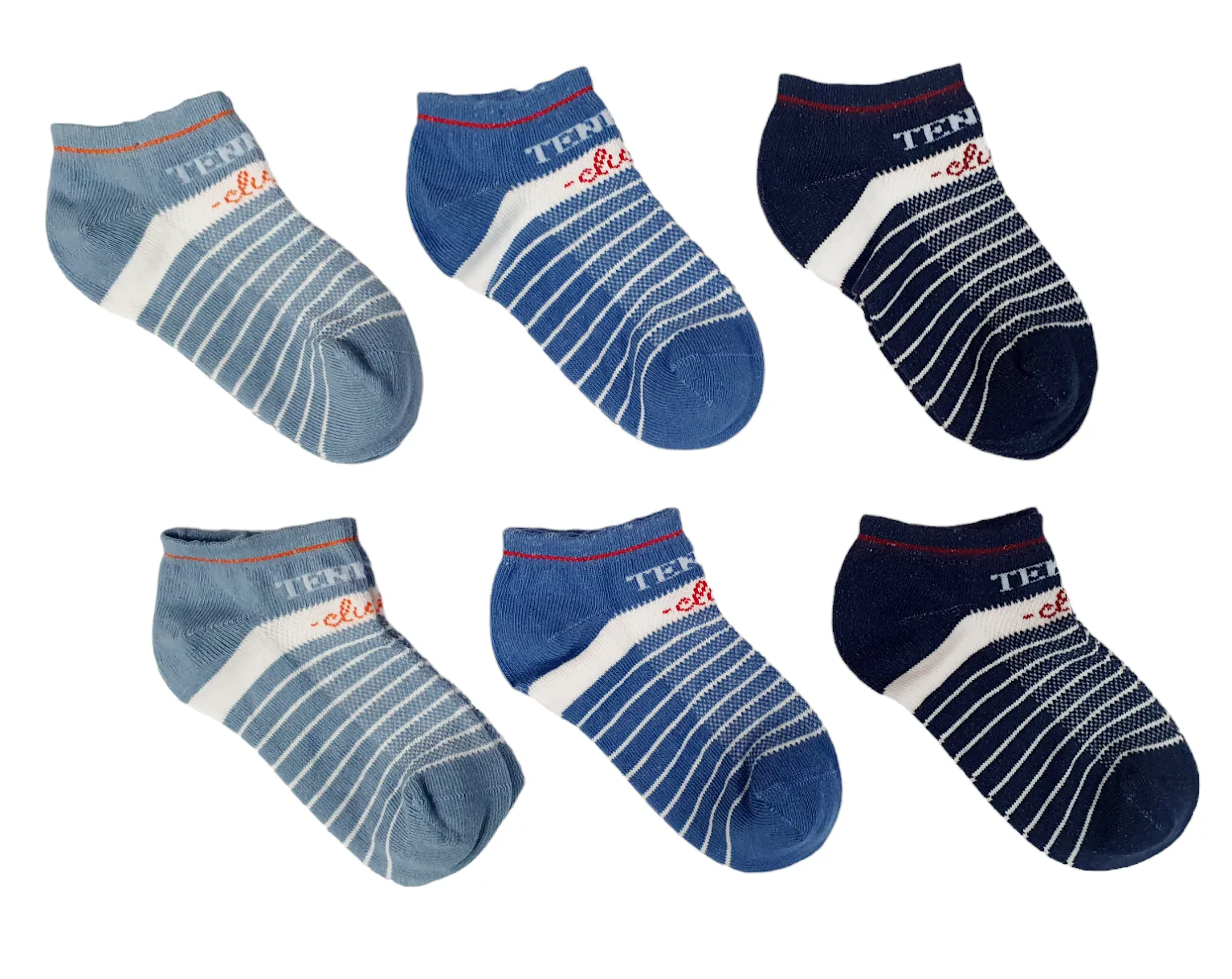 Little Team Cotton Rich Trainer Socks Tennis Club 6Pk (5-10yrs)