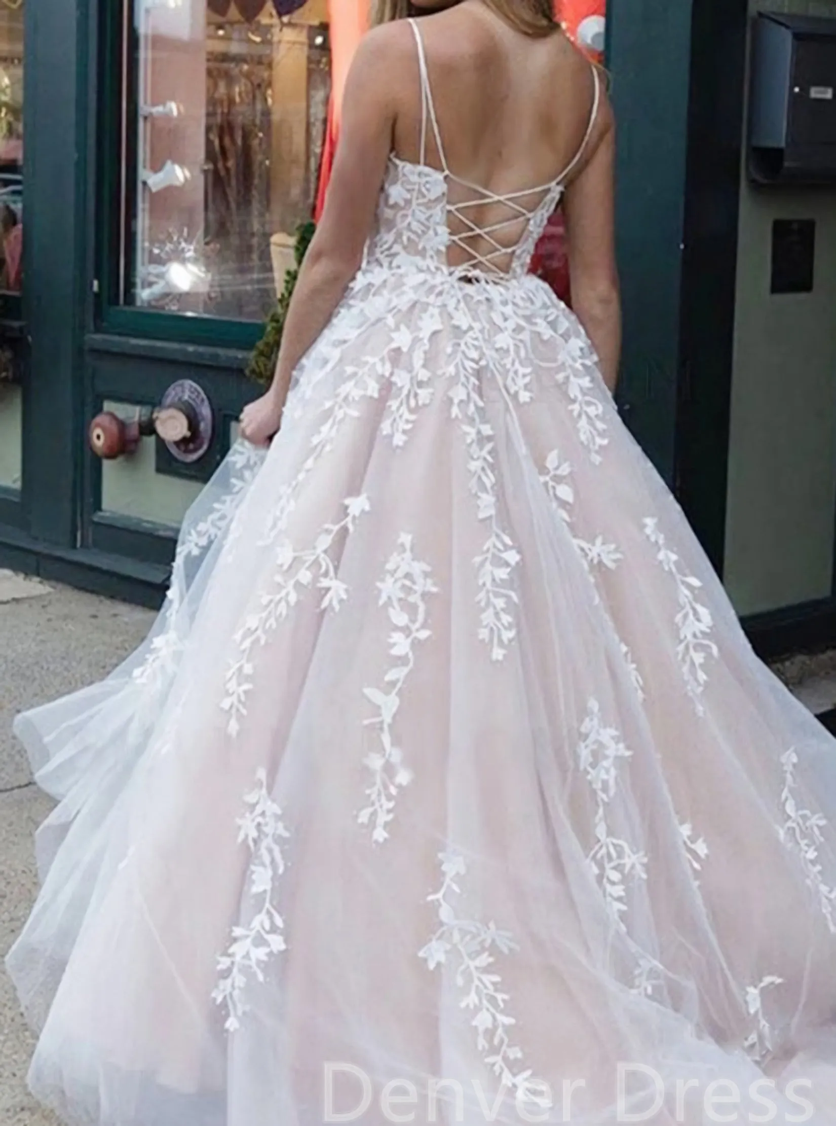 Long Prom Dresses Lace Appliques Princess Dresses