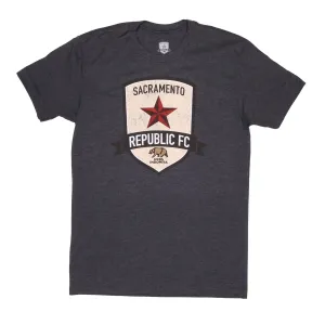 Men's Distressed Crest Tee Charcoal