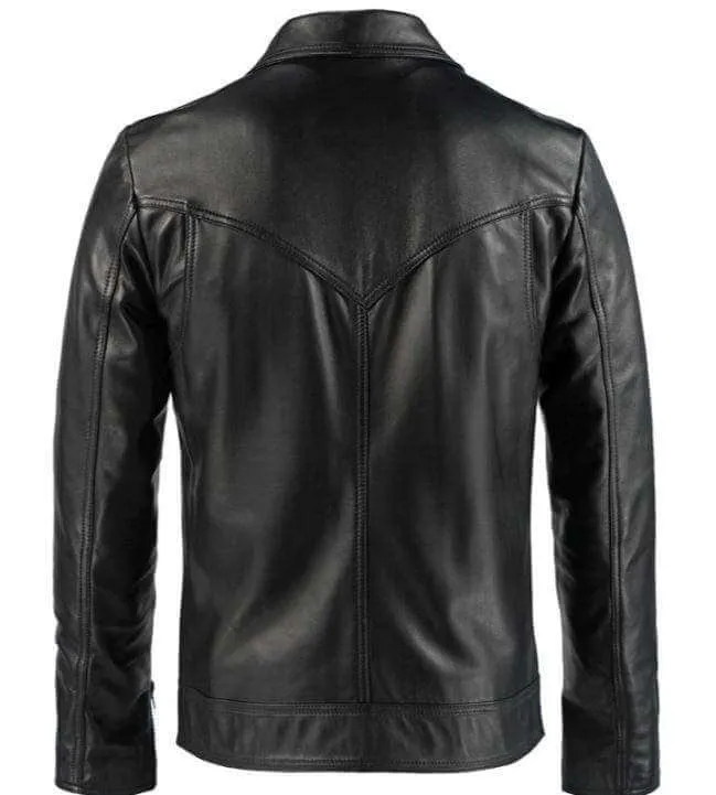 Men's Genuine Leather Black Slim fit Biker Motorcycle Jacket