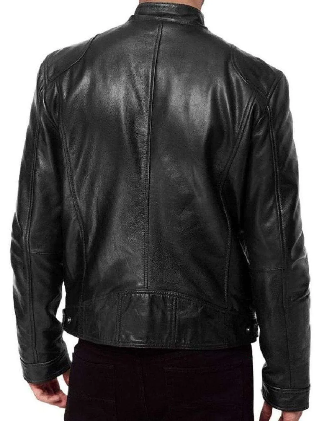 Men's Vintage Cafe Racer Black Retro Motorcycle Real Biker Leather Jacket