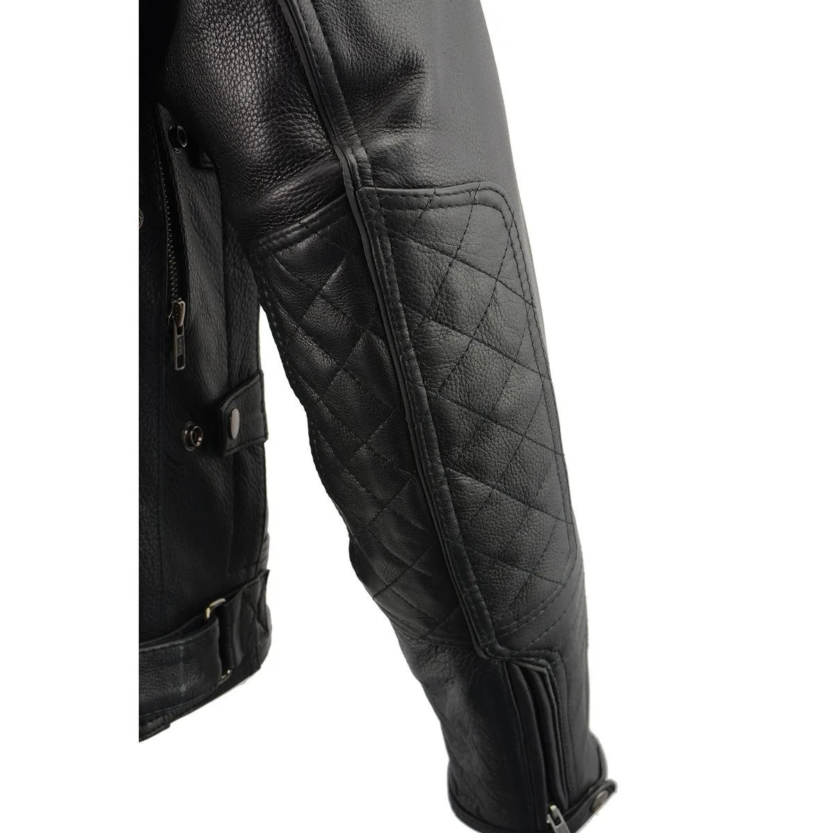 Milwaukee Leather MLM1545 Men's Quilted Pattern Triple Vent Black Leather Scooter Jacket