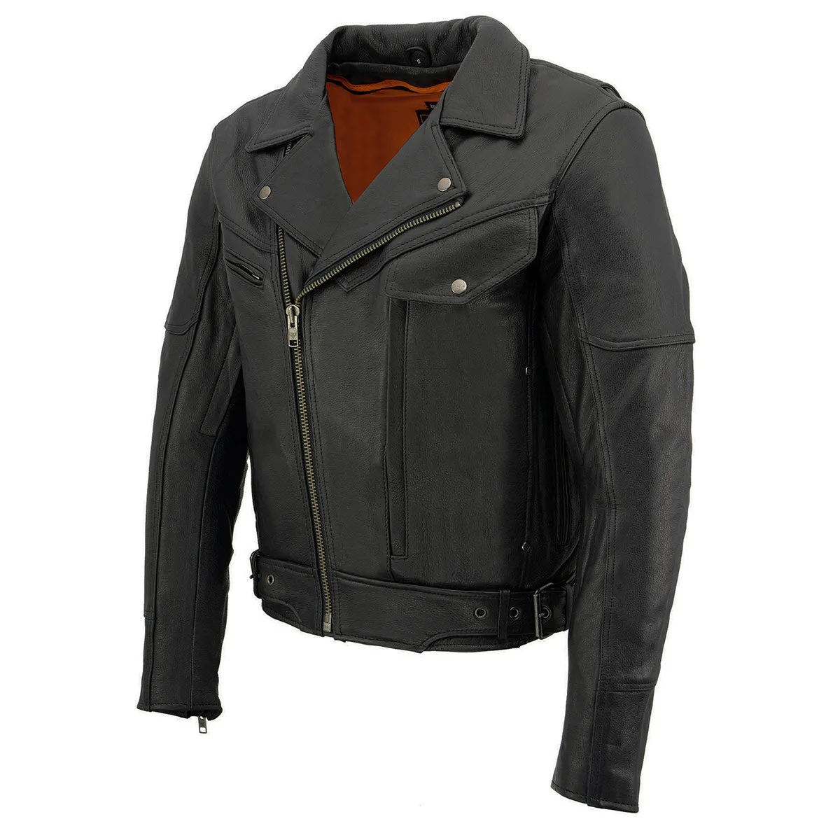 Milwaukee Leather MLM1570 Men’s Black Premium Cowhide Leather Utility Pocket Motorcycle Jacket