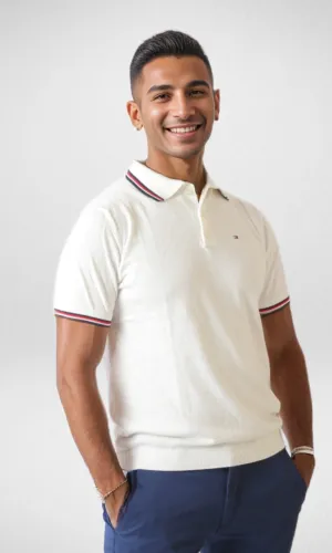 New Men Polo TH - 100% Cotton - White