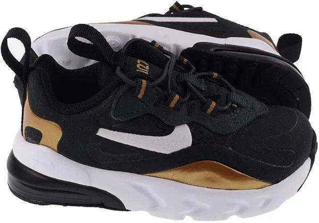 Nike Shoes Infants Air Max 270 React Anthracite White Black Metallic Gold