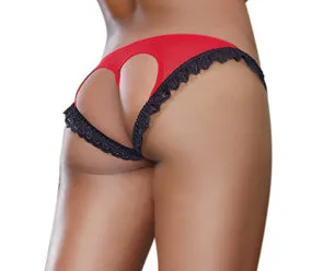 Open Back Panty Small RedBlack