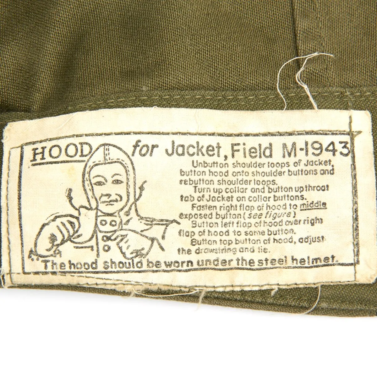 Original U.S. WWII M43 Field Jacket Hood