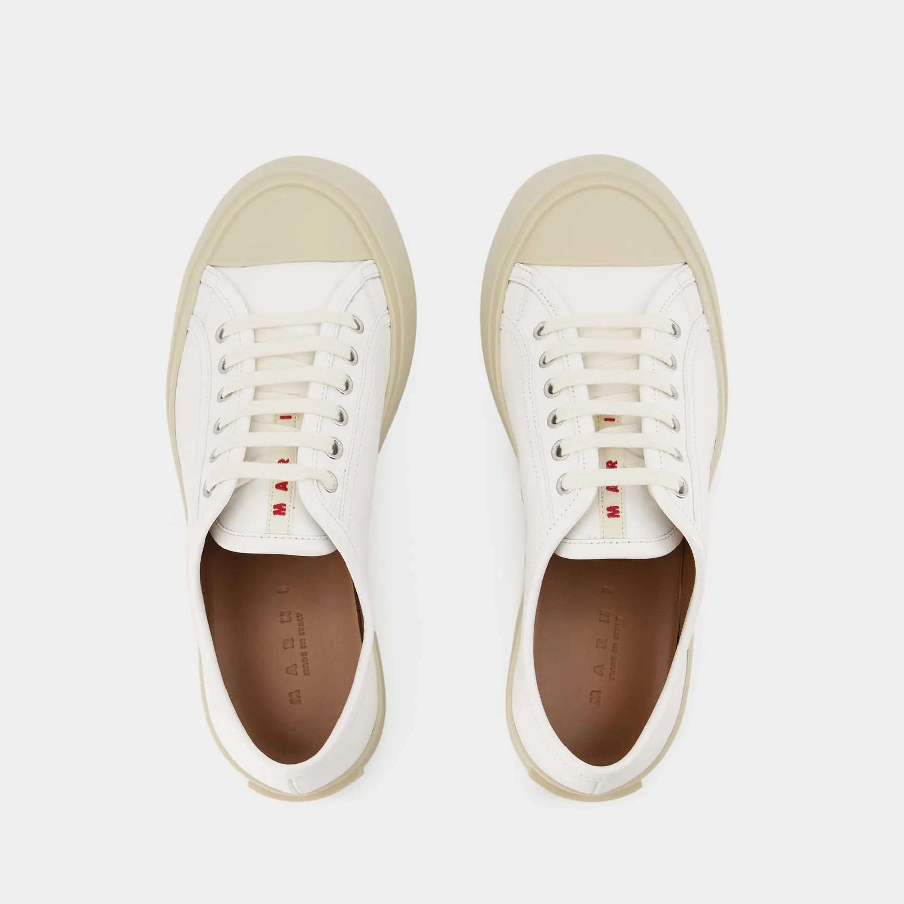 Pablo Lace-Up Sneakers - Marni - Leather - White