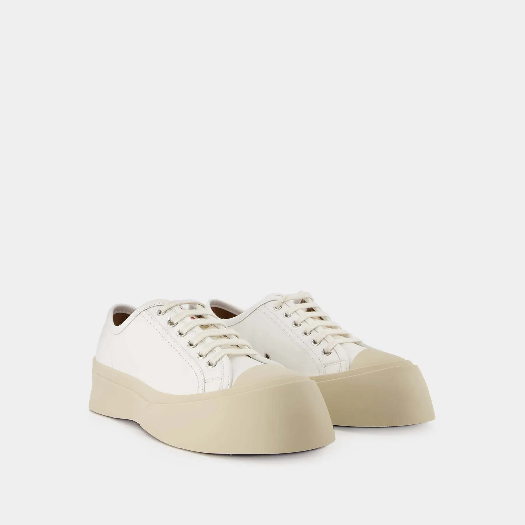 Pablo Lace-Up Sneakers - Marni - Leather - White