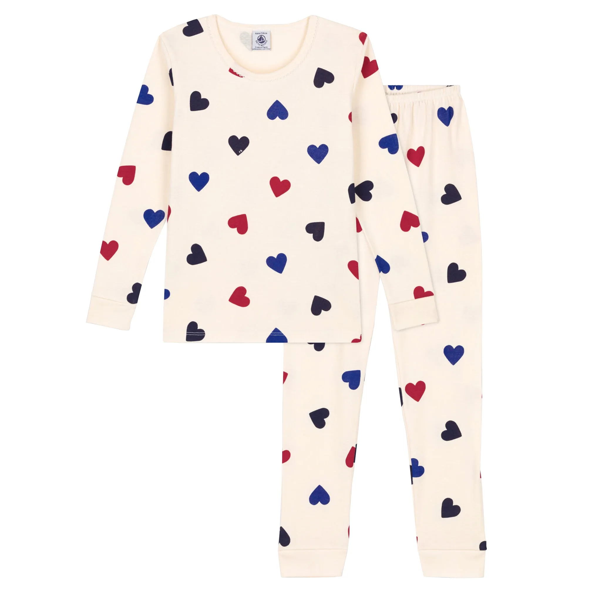 Petit Bateau Snugfit Heart Cream Pyjamas