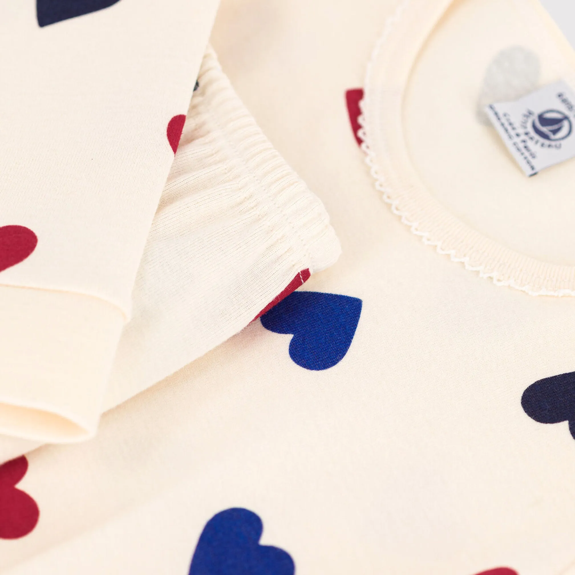 Petit Bateau Snugfit Heart Cream Pyjamas