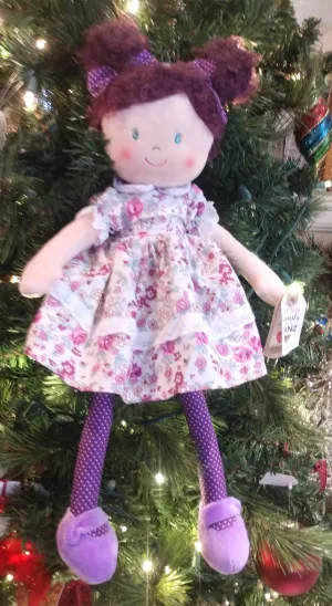 Plush Sophia Rag Doll with Purple Shoes & Purple Dress with Flowers 20"