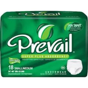 Prevail Super Plus Underwear Small/Medium (34" to 46") - One pkg of 18 each