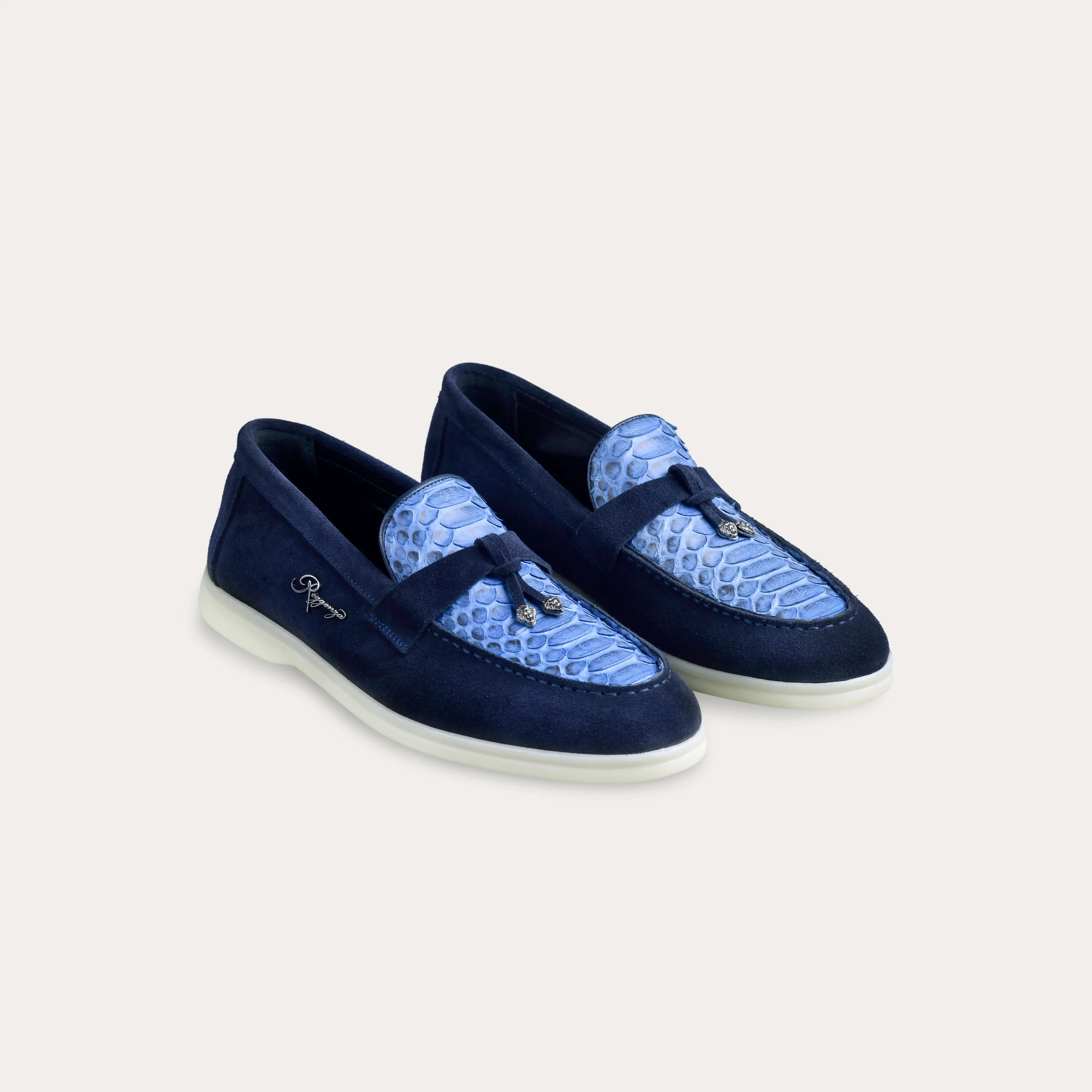 Suede & Python Leather Tassel Loafers