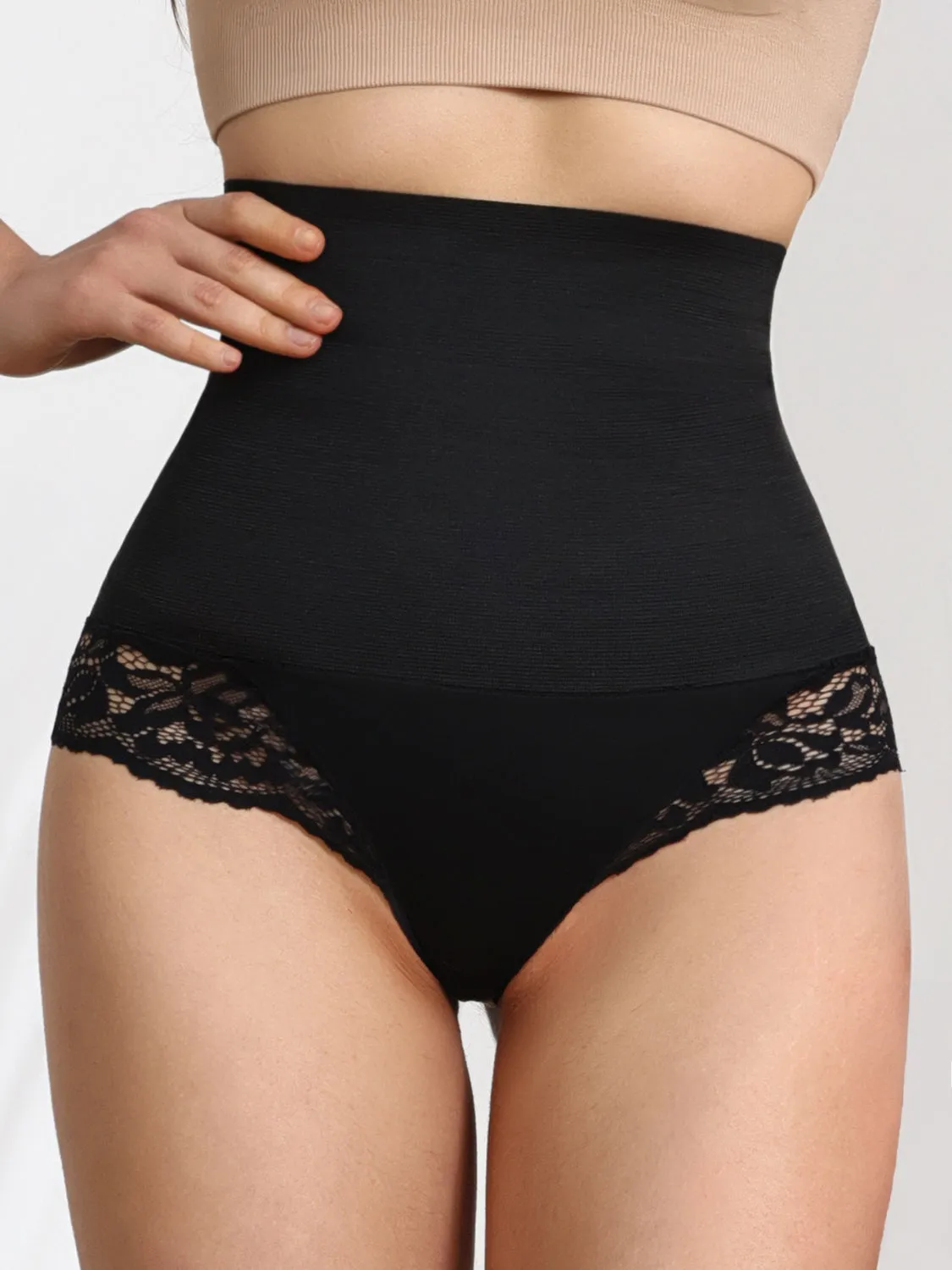 TEEK - Black Lace Detail High Waist Shaping Panty