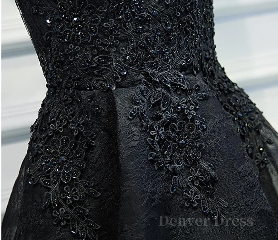 V Neck Short Black Lace Prom Dresses Black Lace Homecoming Dresses Short Black Formal Evening Dresses