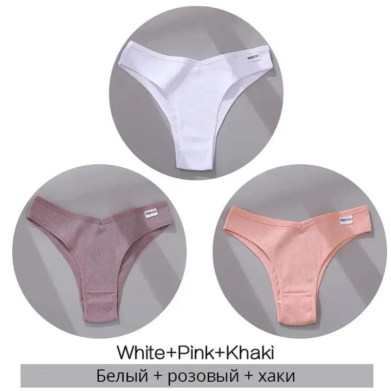 Women's  Sexy Cotton Brazilian Panties 3Pcs/set